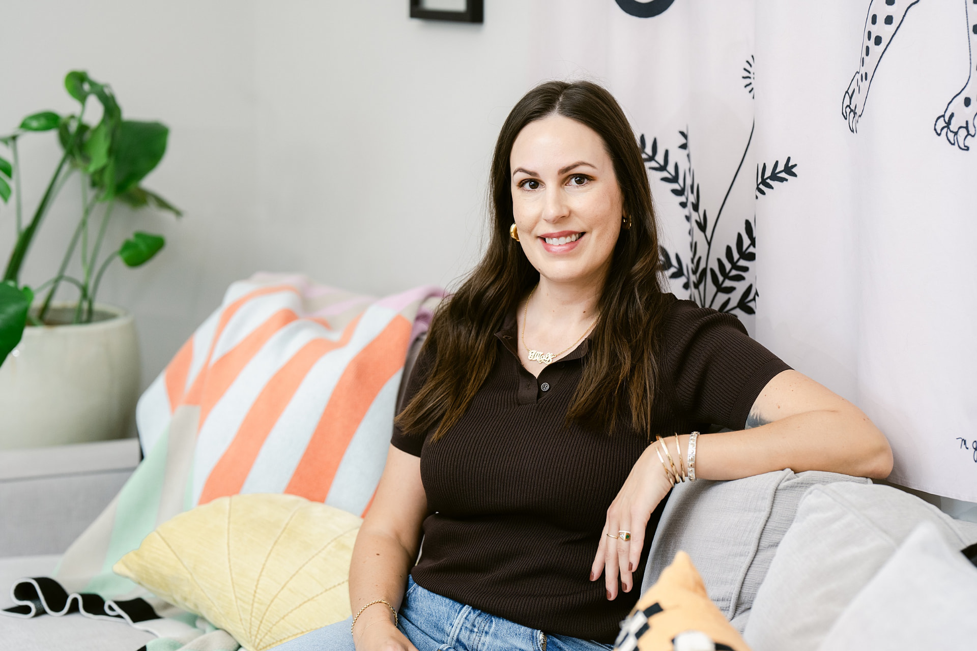 Jess, founder of The Through Line, in her studio